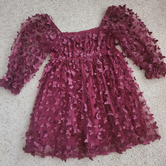 Allison & Kelly Long Sleeve 3D Butterfly Mesh Mini Homecoming Dress Size Large - Picture 1 of 14
